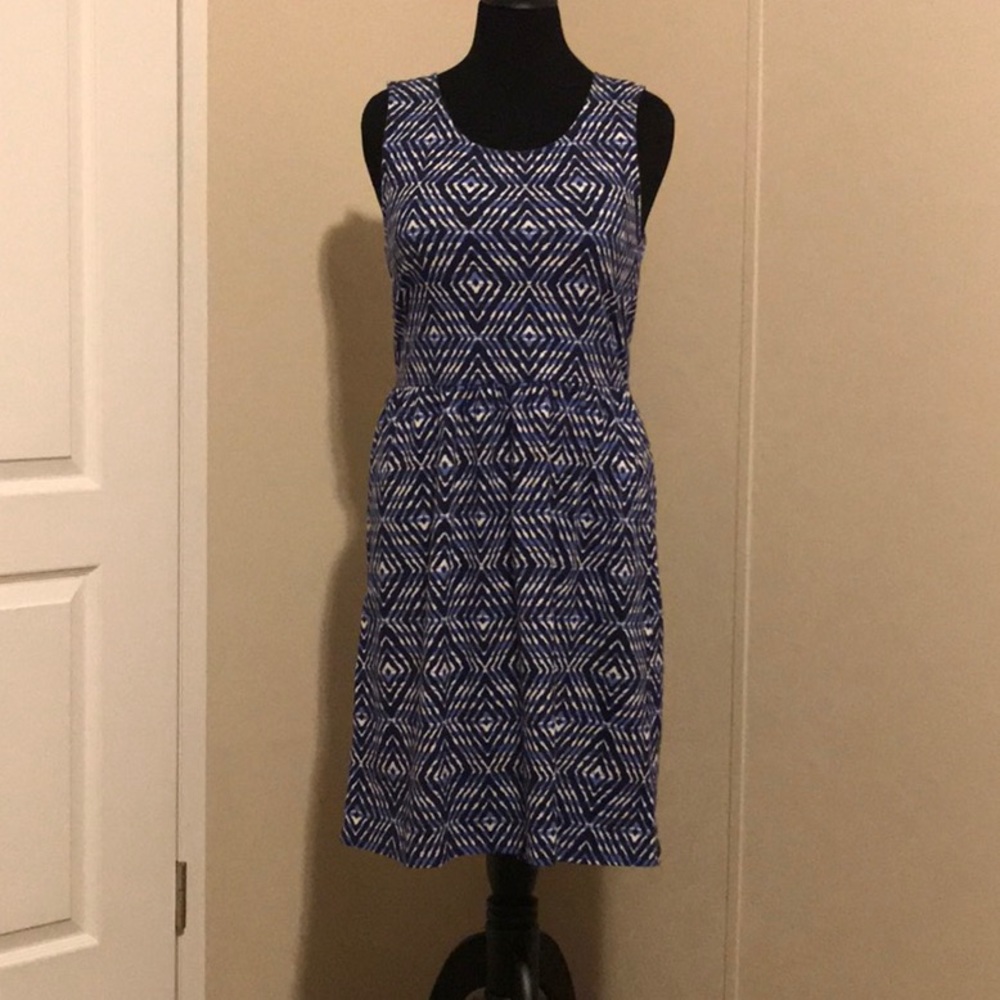 Printed Shades of Blue and White Summer Dress